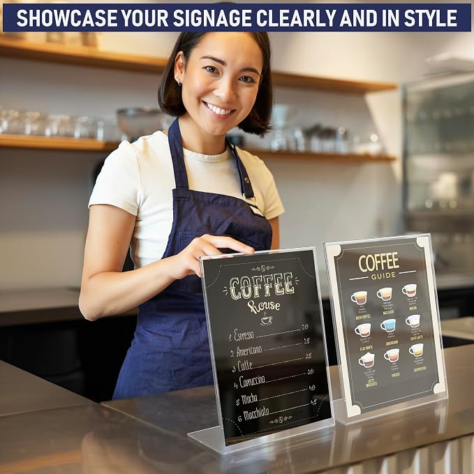 Slant Back Acrylic Sign Holder 8.5 x 11 Inches, Portrait Ad Frame and Flyer - Image 7