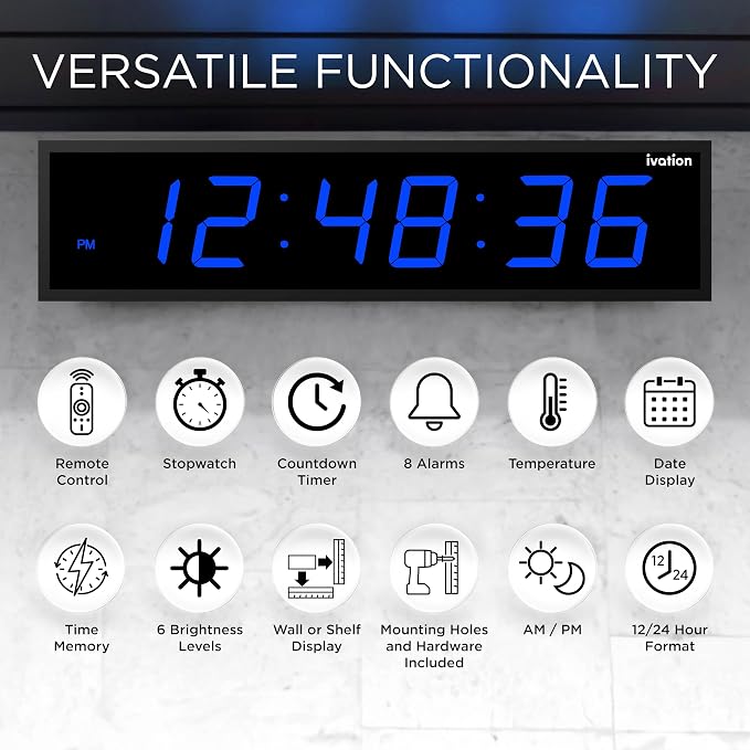 Ivation Oversized 36" Large Digital LED Clock | Big Digital Clock - Image 6