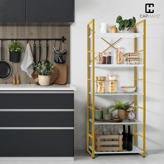 CAPHAUS 5 Tier Bookshelf, 24 Inch Width Free Standing Shelf, Bookcase Shelf - Image 4