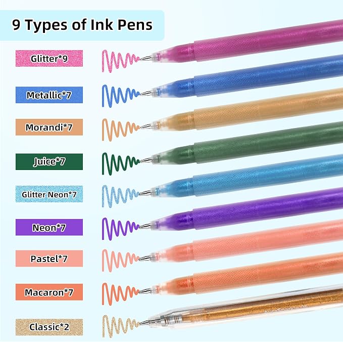 LIULIUCAI Gel Pens for Adult Coloring Book, 60 Colors Large Capacity Metallic - Image 2