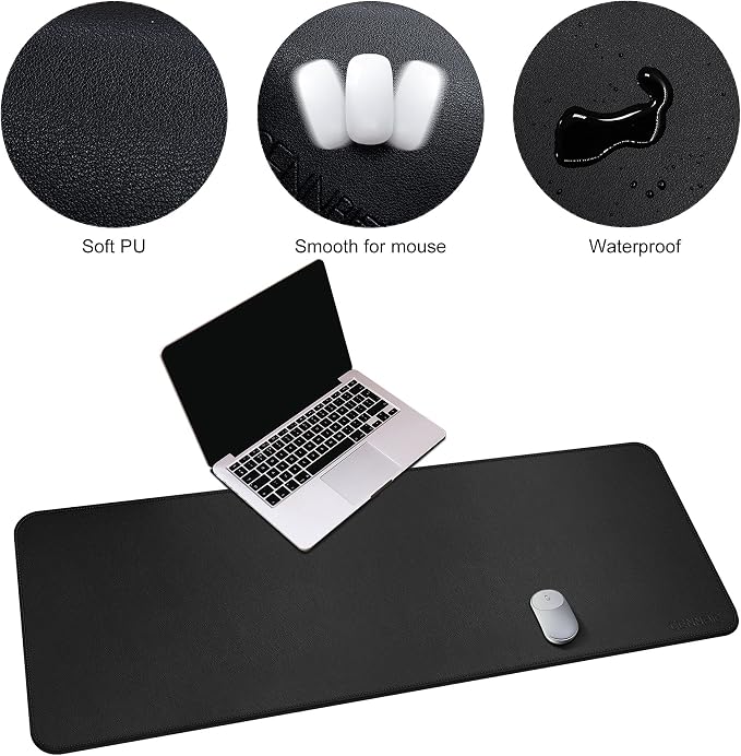 CENNBIE Leather Desk Mat, Extended Non-Slip Mouse Pad, Waterproof PU Leather - Image 4