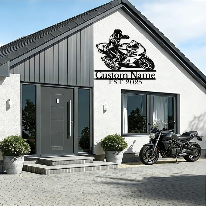 Personalized Motorcycle Metal Sign Custom Biker Name Sign Dirt Bike Wall Decor - Image 3