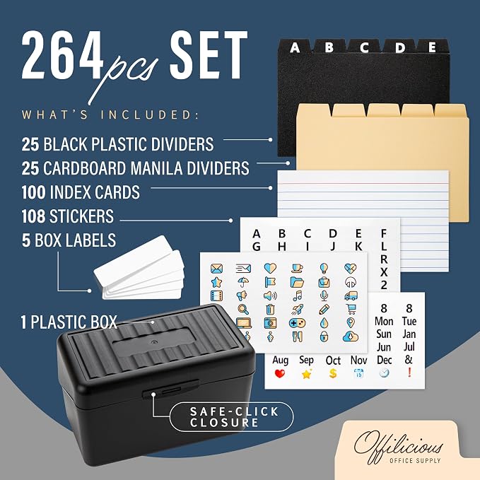 OFFILICIOUS Black Index Card Holder 4x6 - Image 2