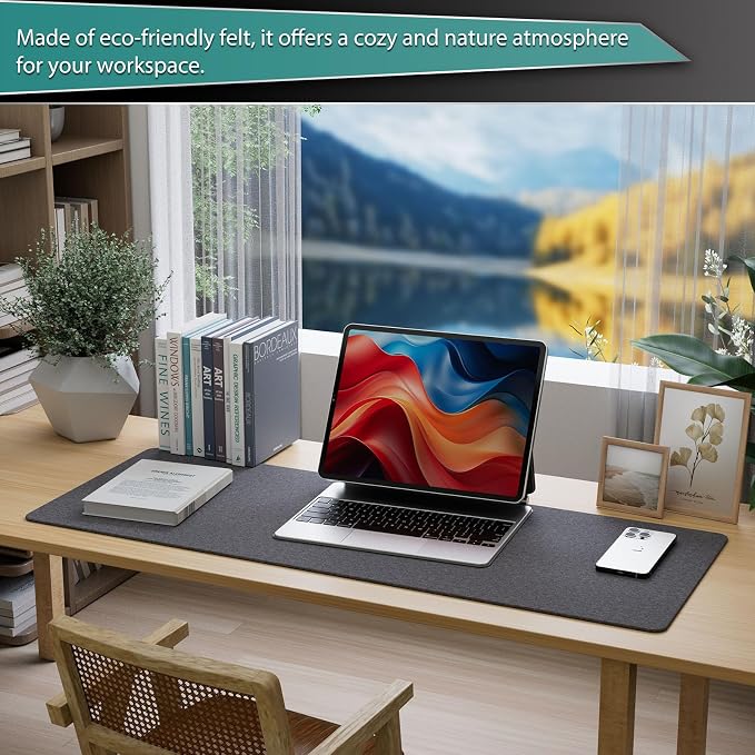 K KNODEL Felt Desk Mat, Large Desk Pad Protector, Office Computer Desk Mat - Image 4