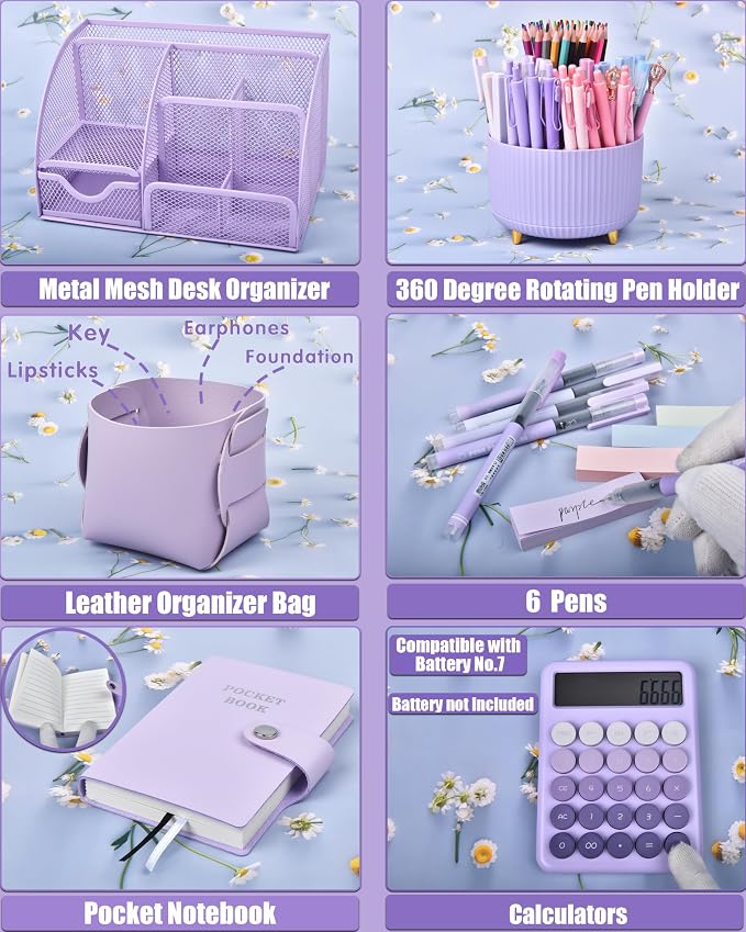 LXEVIHK 21Pcs Purple Desk Organizers and Accessories - Image 4