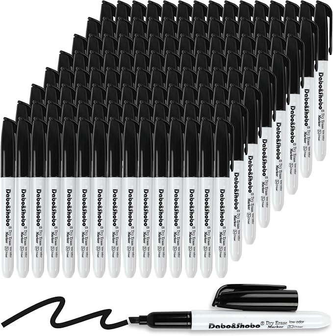Dabo&Shobo Dry Erase Markers Bulk, Low Odor Dry Erase Markers, Chisel Tip by DaboShobo