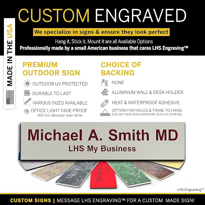 Engraved Name Plates for Door Sign Personalized Gray Plastic Plaque - Image 3