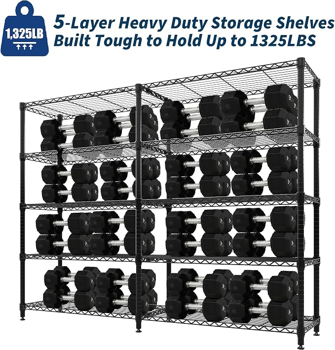 MilleLoom 5-Tier Storage Shelves, H-Shaped/L-shaped Shelf - Image 4