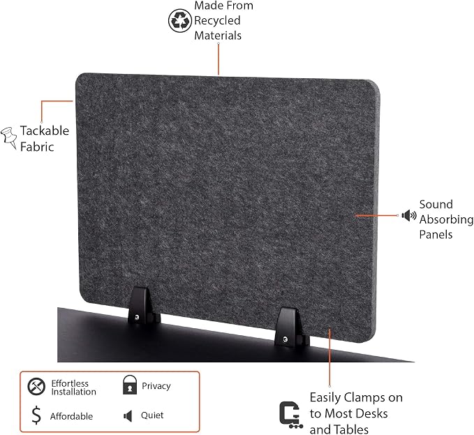 ReFocus™ Raw Clamp-On Acoustic Desk Divider – Reduce Noise and Visual - Image 6