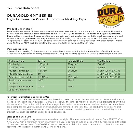 Dura-Gold Green Automotive Masking Tape 1-1/2 Inch, 2 Rolls - Image 6