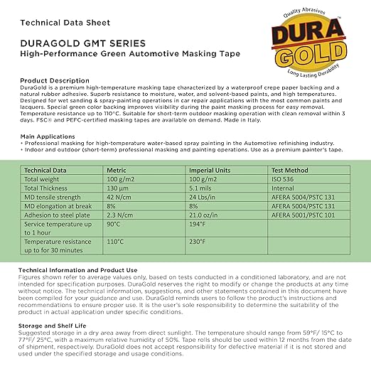 Dura-Gold Green Automotive Masking Tape 2 Inch, Case of 18 Rolls - Image 6