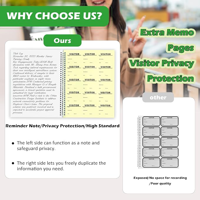 2 Pack Visitor Badges with Carbon Copy Visitor Stickers Letter Size Visitor Log - Image 4