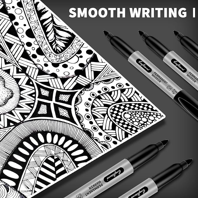 craftinova Black Permanent Markers Bulk Fine Point, Fine Tip Markers Set - Image 7