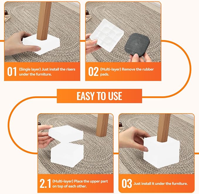 shouwuhho Furniture Risers, 4 Pack Bed Risers - Image 7