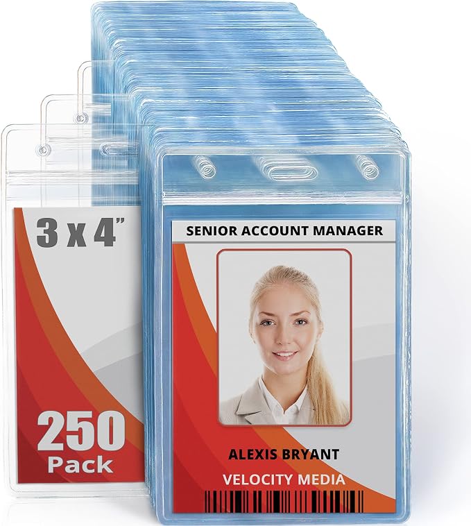 Mifflin-USA Large Vertical ID Badge Holders, Plastic Nametag Covers by MIFFLIN