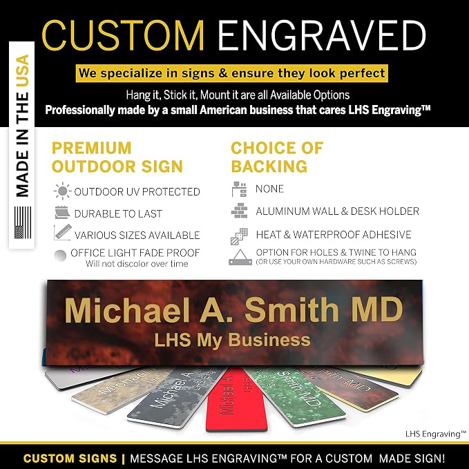 Engraved Name Plates for Door Sign Personalized Burlwood Plastic Plaque - Image 3