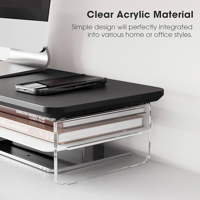 Fenge Acrylic Monitor Stand Riser, 42.5 Inches Dual Monitor Stand - Image 3