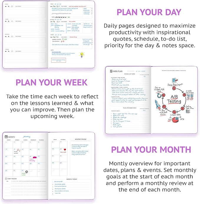 Wyze Planner Undated Daily Planner – 1-Year B5 Productivity Organizer - Image 4