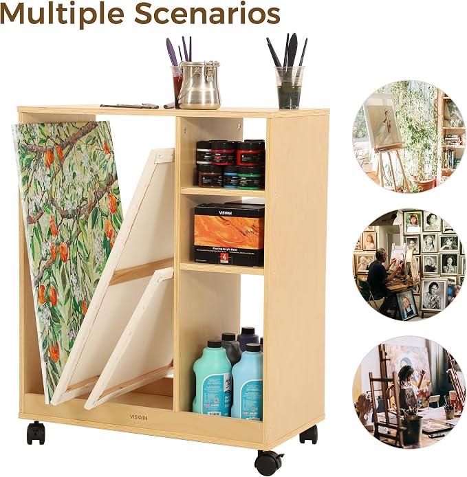 VISWIN Art Cart Organizer, Solid Pine Wood Art Supply Storage Organizer - Image 4