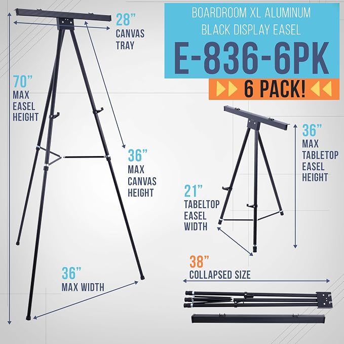 U.S. Art Supply 70" High Boardroom XL Black Aluminum Flip Chart Easel & - Image 2