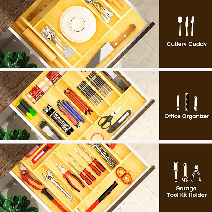 Evjocoh Silverware Drawer Organizer Wood - Image 7