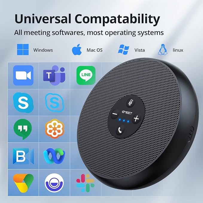 EMEET USB Speakerphone, M1A Zoom Certified AI Mics 360°Voice Pickup USB Type - Image 7
