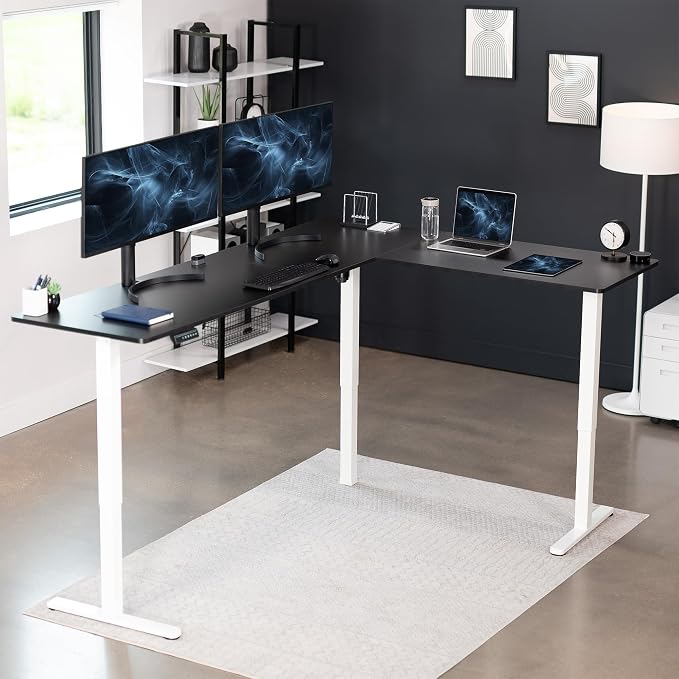 VIVO Electric Corner 84 x 63 inch L-Shaped Standing Desk, Memory Height - Image 2