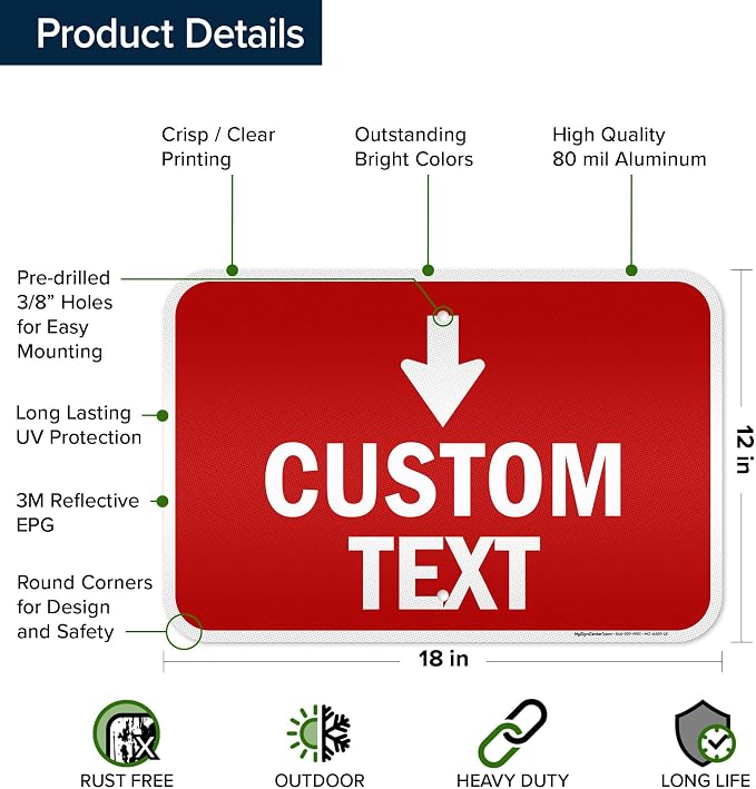 Custom Arrow, Custom Directional Sign, Down Arrow, 12x18 Inches, 3M EGP - Image 6