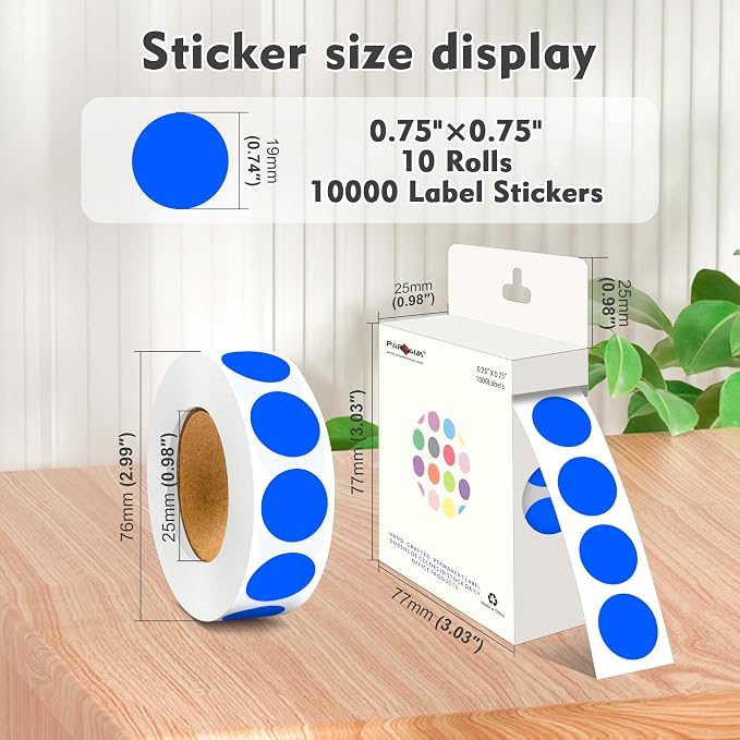 PARLAIM 3/4 Inch Round Permanent Adhesive Color-Code Dot Stickers, 10000 - Image 2