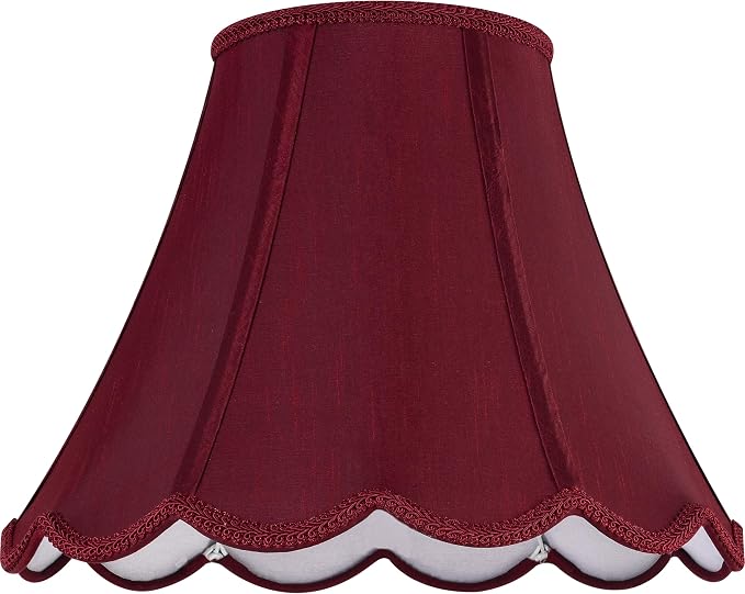 GOSO Scallop Burgundy Lamp Shades Set of 2 Medium Red, Bell Lamp Shade - Image 5