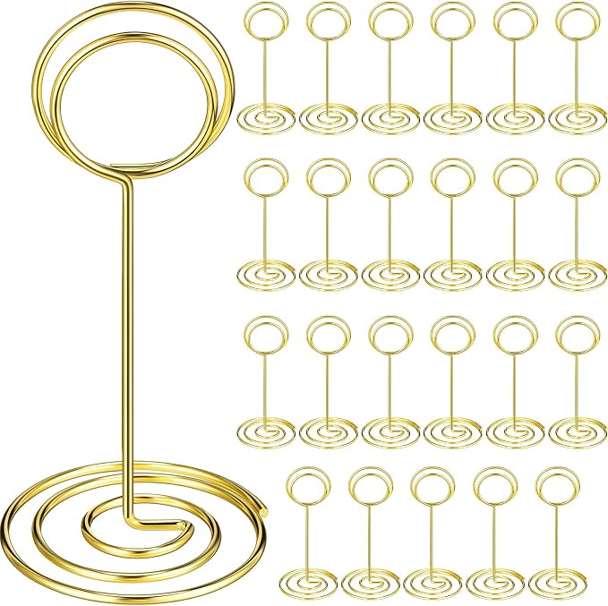 TecUnite 48 Pieces 3.35 Inch Table Number Holder Place Card Photo Holder by TecUnite