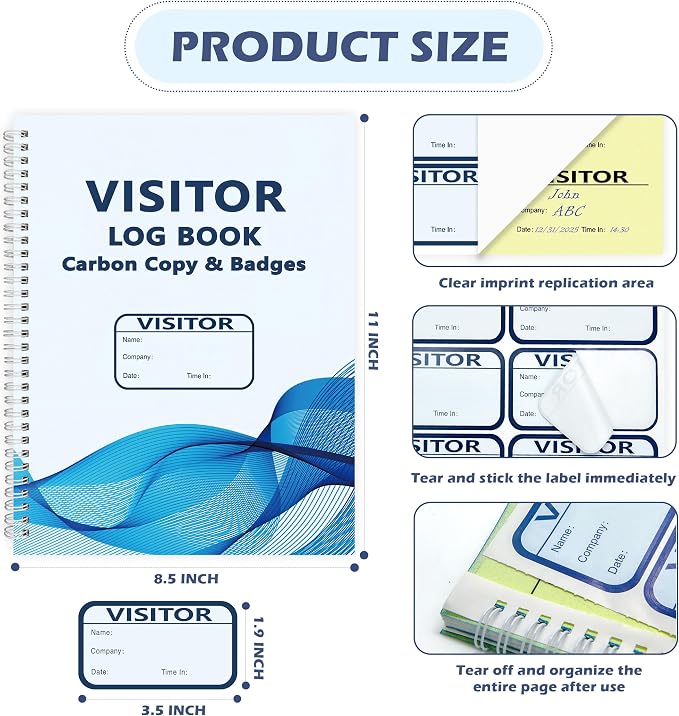 1 Pack of 150 Visitor Badges Registry Log - Image 2