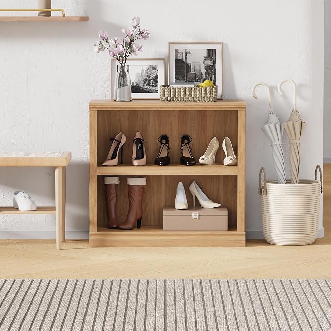 blini 2-Shelf Bookcase Wooden Bookshelves 33in Wide Floor Standing Display - Image 8