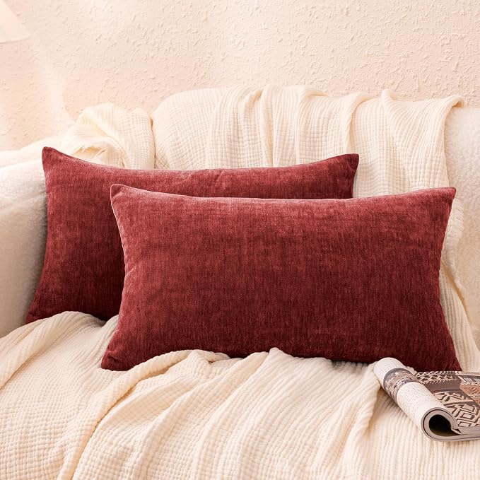 Amazon Basics Chenille Throw Pillow Covers, Home Decor Lumbar Cushion Cover by AmazonBasics