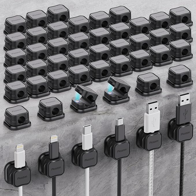 48 Pack Magnetic Cable Clip Organizer Cord Holder, Picozon Adhesive Cable by Picozon