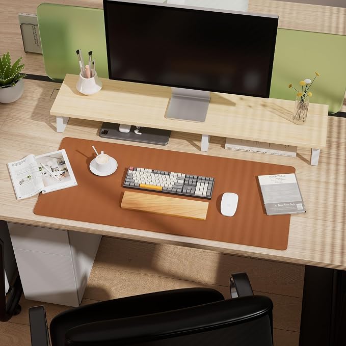Aothia Double-Sided Desk Pad, Leather Desk Mat, Eco Cork Desk Pad Protector - Image 5
