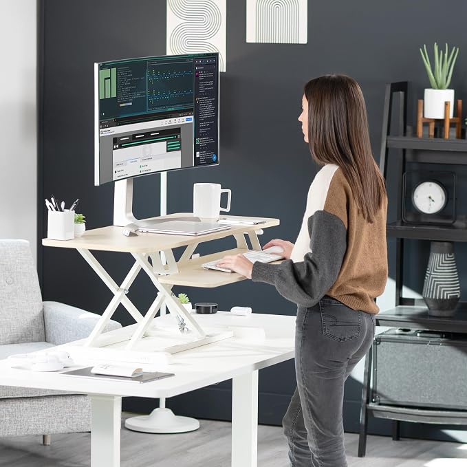 VIVO 42 inch Desk Converter, K Series, Height Adjustable Sit to Stand Riser - Image 9
