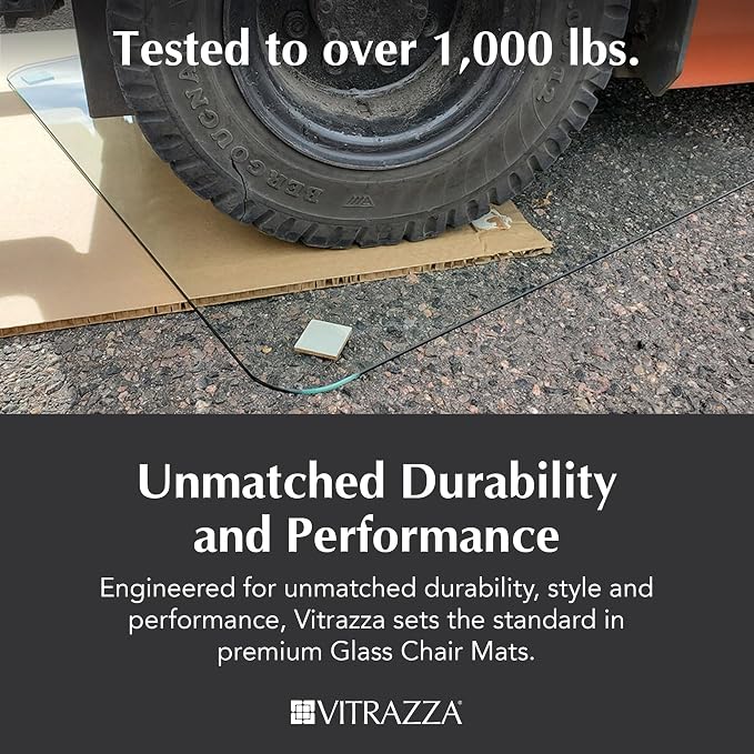 Vitrazza Glass Chair Mat 36” x 42” Superior ¼ Thick, Chiaro Standard Clear - Image 6