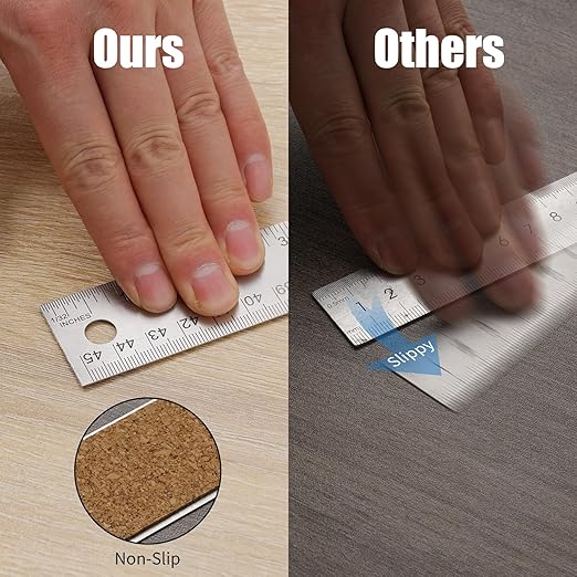 Metal Ruler with Cork Backing, 18 Inch Stainless Steel Rulers 18 Inch Metal - Image 3