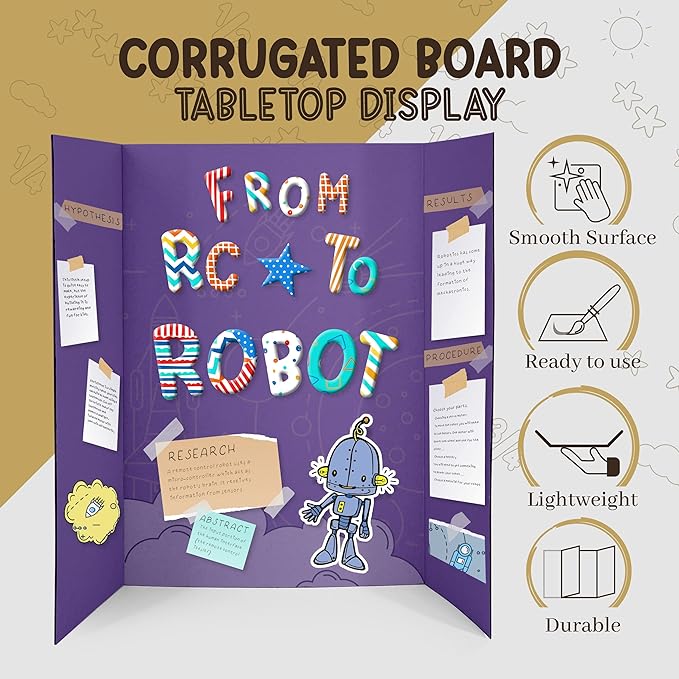 White Tri-Fold Presentation Board 28" X 40" Corrugated Tabletop Display - Image 6