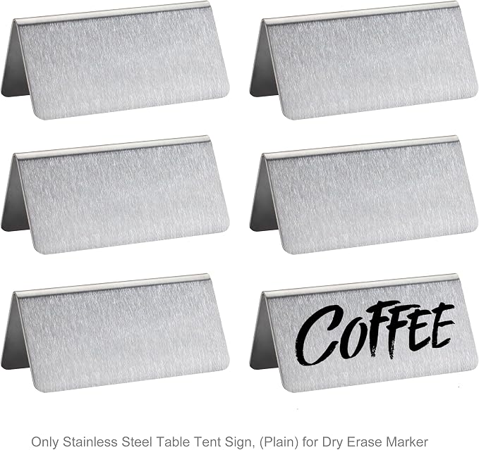 New Star Foodservice Stainless Steel Table Tent Sign, 3-Inch by 1-1/2-Inch) - Image 2