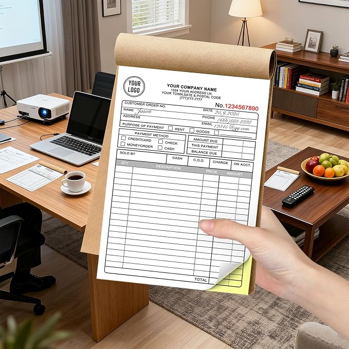 Custom Invoice Book with Logo 100 Set Personalized Receipt Books Customized - Image 6