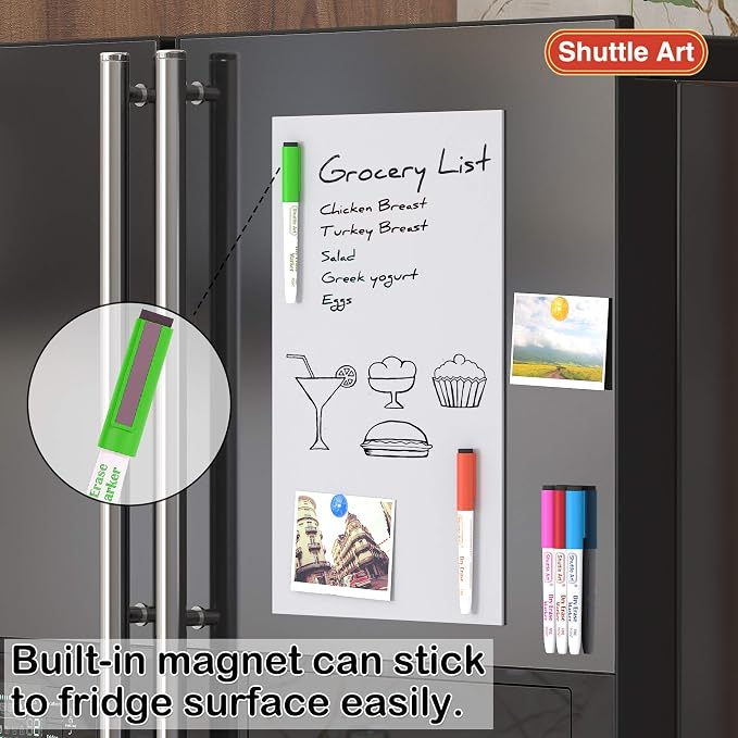 Shuttle Art Magnetic Whiteboard Markers, 20 Pieces Fine Tip and Eraser - Image 7
