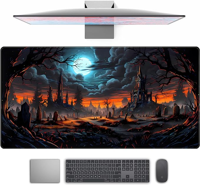 Dark Fantasy Castle Desk Pad Extended Gaming Mouse Pad, XXL Large Computer by TENG+DA+QING