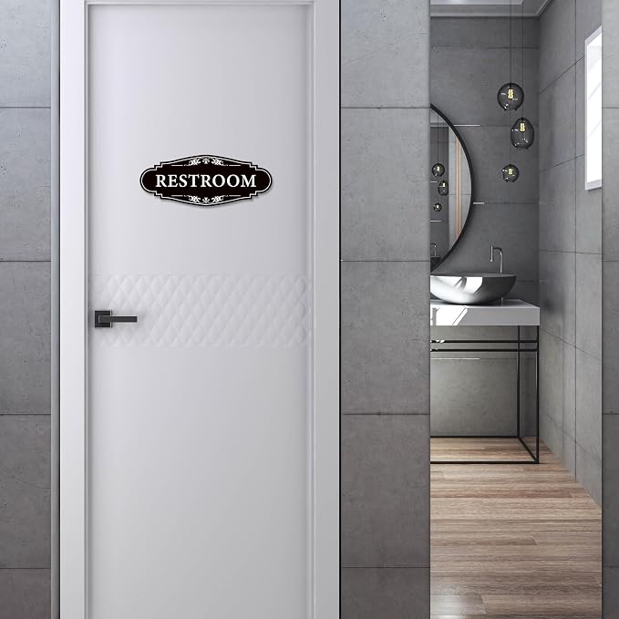 Restroom Sign for Business and Home，Self-adhesive Unisex Bathroom Sign - Image 5