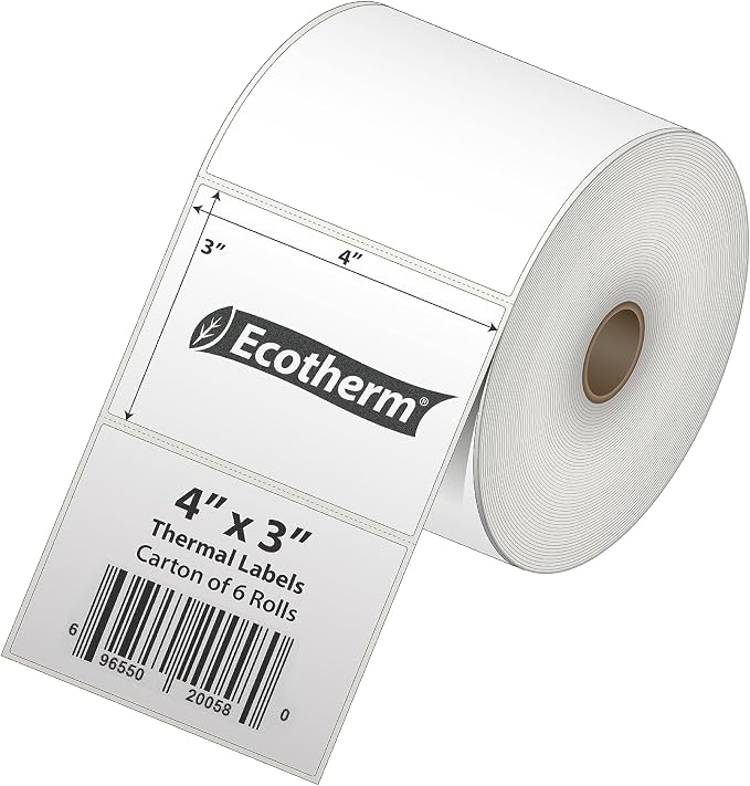 4" x 3" Thermal Labels | 6 Rolls | 5580 Labels | fits Zebra, Offnova Thermal - Image 2