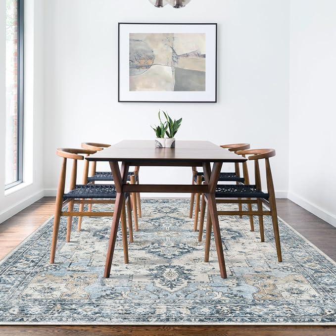 GENIMO 9x12 Area Rugs for Living Room, Machine Washable Non Slip Vintage Rugs - Image 9