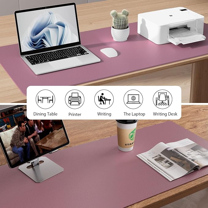 Aothia Leather Desk Pad Protector, Mouse Pad, Office Desk Mat, 31.5" x 15.7" - Image 5