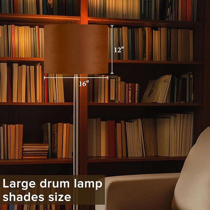 GO&SO Large Lampshade Replacement, Burnt Orange Velvet Drum Lamp Shades Set of - Image 4