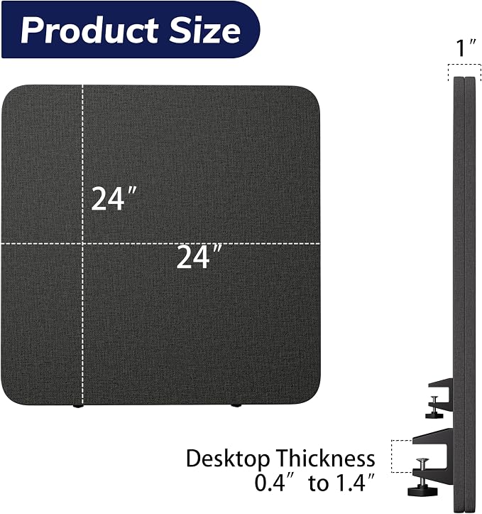 KERRAM Desk Privacy Panel 24 x 24 Inch, Sound Absorbing & Proof Desk Divider - Image 6